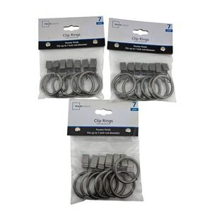 Mainstays‎ Pewter Clip Rings Curtain Hardware Bundle 21 Total Clips